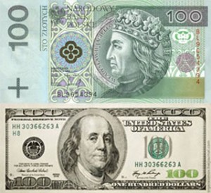 Злотий до долара був прив'язаний в першій половині 20 століття, коли сама валюта стала національною одиницею Польщі