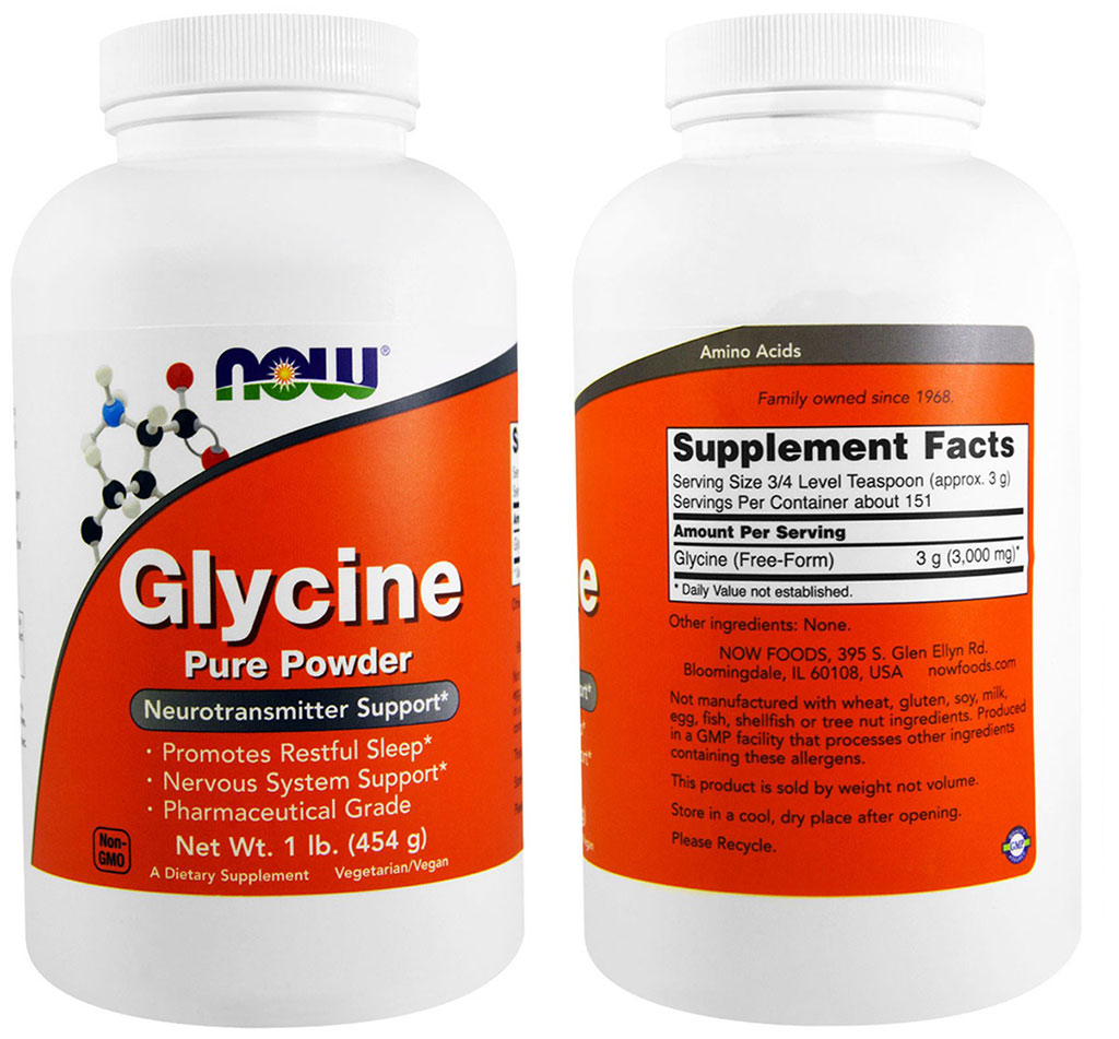 Ось він, в порошкової формі -   Now Glycine Pure Powder 1 lb   - $ 16,5 за 454 м В аптеці за таку кількість заплатите $ 135